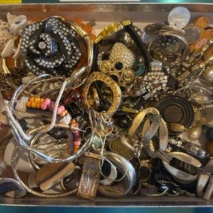1.5 pounds of craft an wearabl jewelry. New to vintage in box